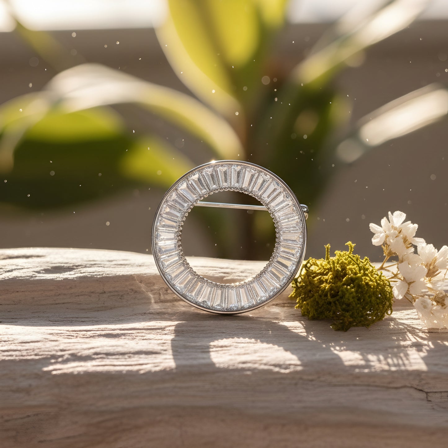 Circle Shaped Baguette Brooch