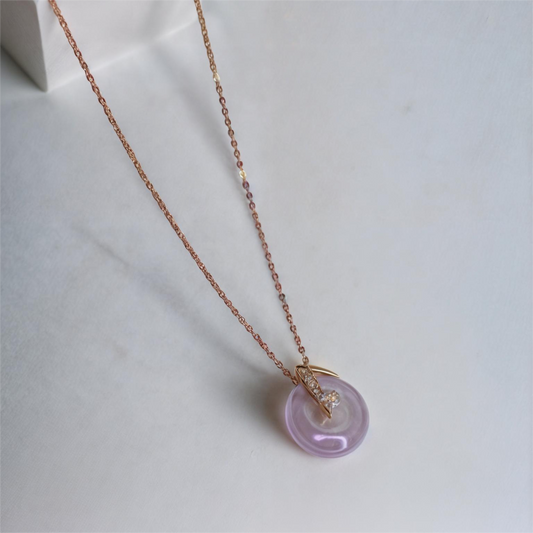 White Dome Gem Chain Pendant