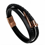 Rose Gold Leather Men's Bracelet