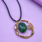 Leather Green Agate Stone Long Pendant