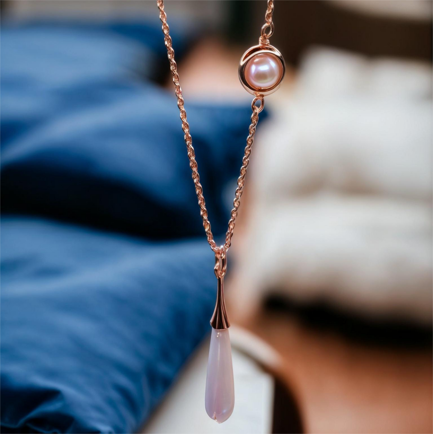 White Drop Pearl Chain Pendant