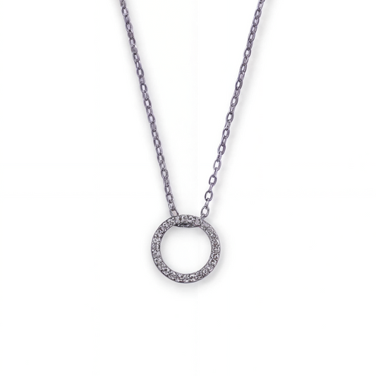 Dainty Silver-Plated Hollow Round Pendant