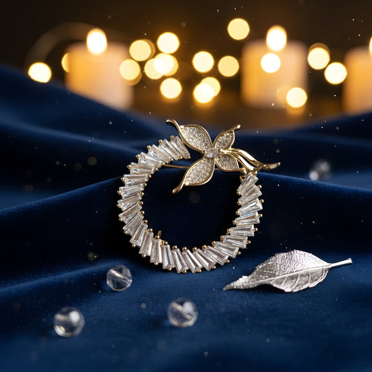 Golden Halo Elegance Circular Brooch