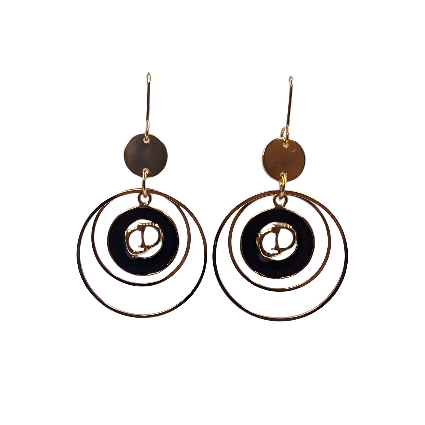 Beautiful Black & Golden Hoop Danglers