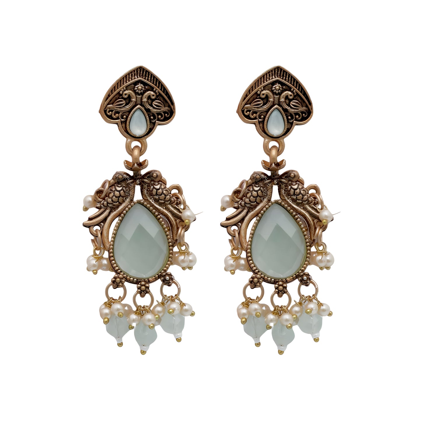 Classic Drop Stone Earrings Gold-Plated