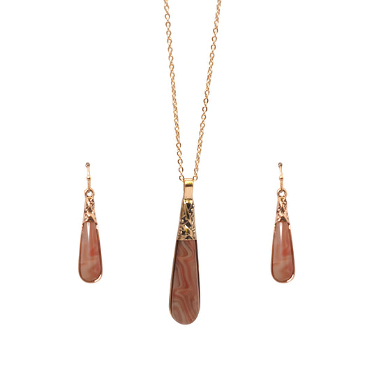 Brown Smokey Stone Pendant Set