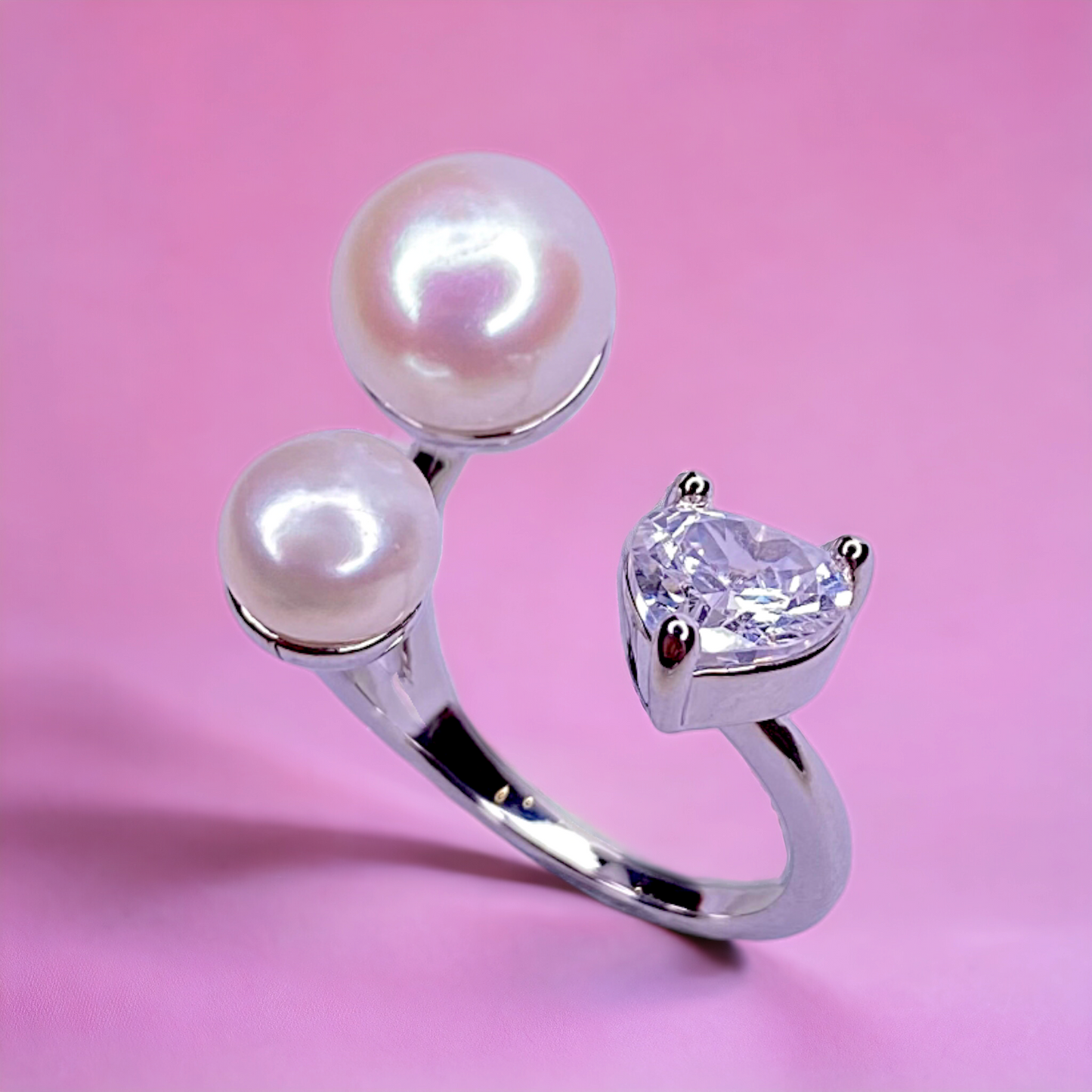 White Gold plated Pearl Stone Ring