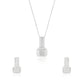 Beautiful Rectangular Baguettes Single Chain Pendant Set with Studs