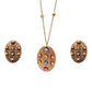 Pendant Set with Gold Ball Beads and CZ