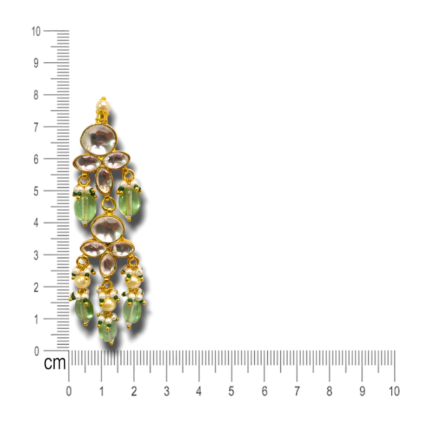 Beautiful Kundan Necklace Set with Light Green Beads Drops