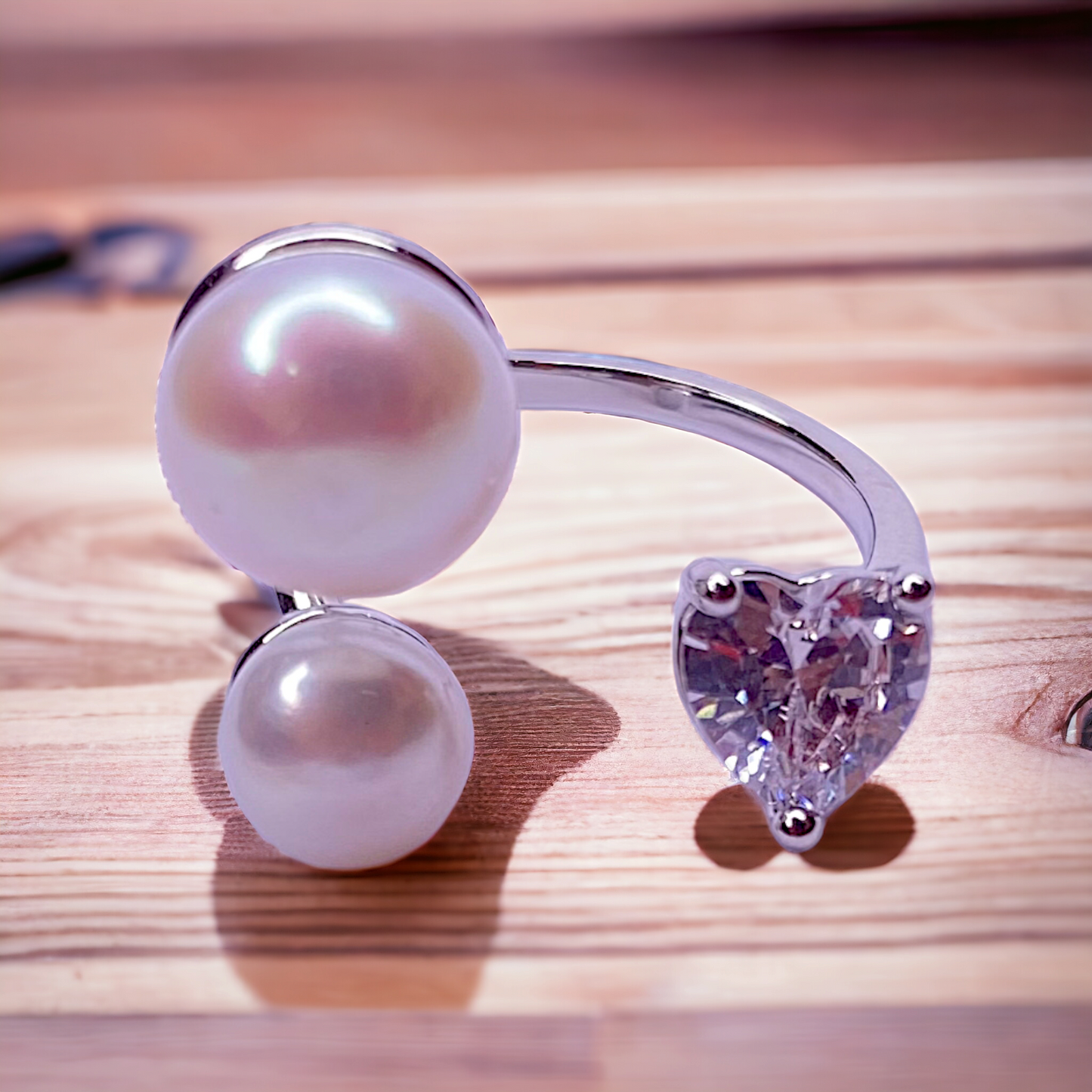 White Gold plated Pearl Stone Ring