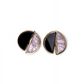 Gold Plated Earrings with White & Black Enamel