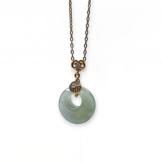 Natural Jade Donut Chain Pendant