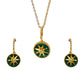 Green Ceramic Stone Sun Charm Pendant Set