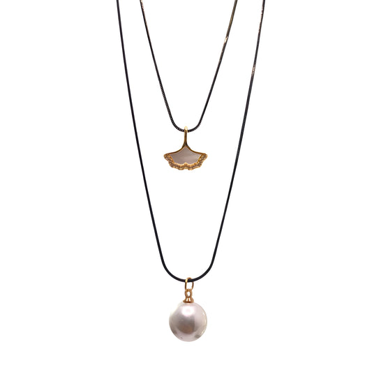 Radiant Shell Pearl 2 Layer Necklace