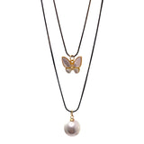 Amazing Butterfly Wedding Accessory Regular Shell & Freshwater Jewelry with Precious stone NECKLACE