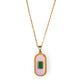 Handcrafted Green Stone Women’s Chain Pendant with White Accents