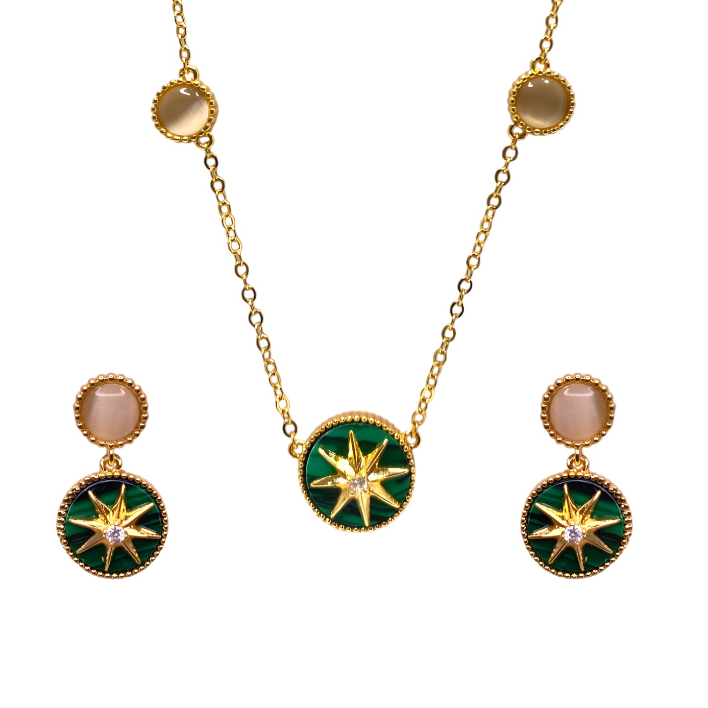 Green Sun Charm Pendant Set