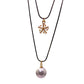 Radiant Floral Pendant with Pearl 2 Layer Necklace