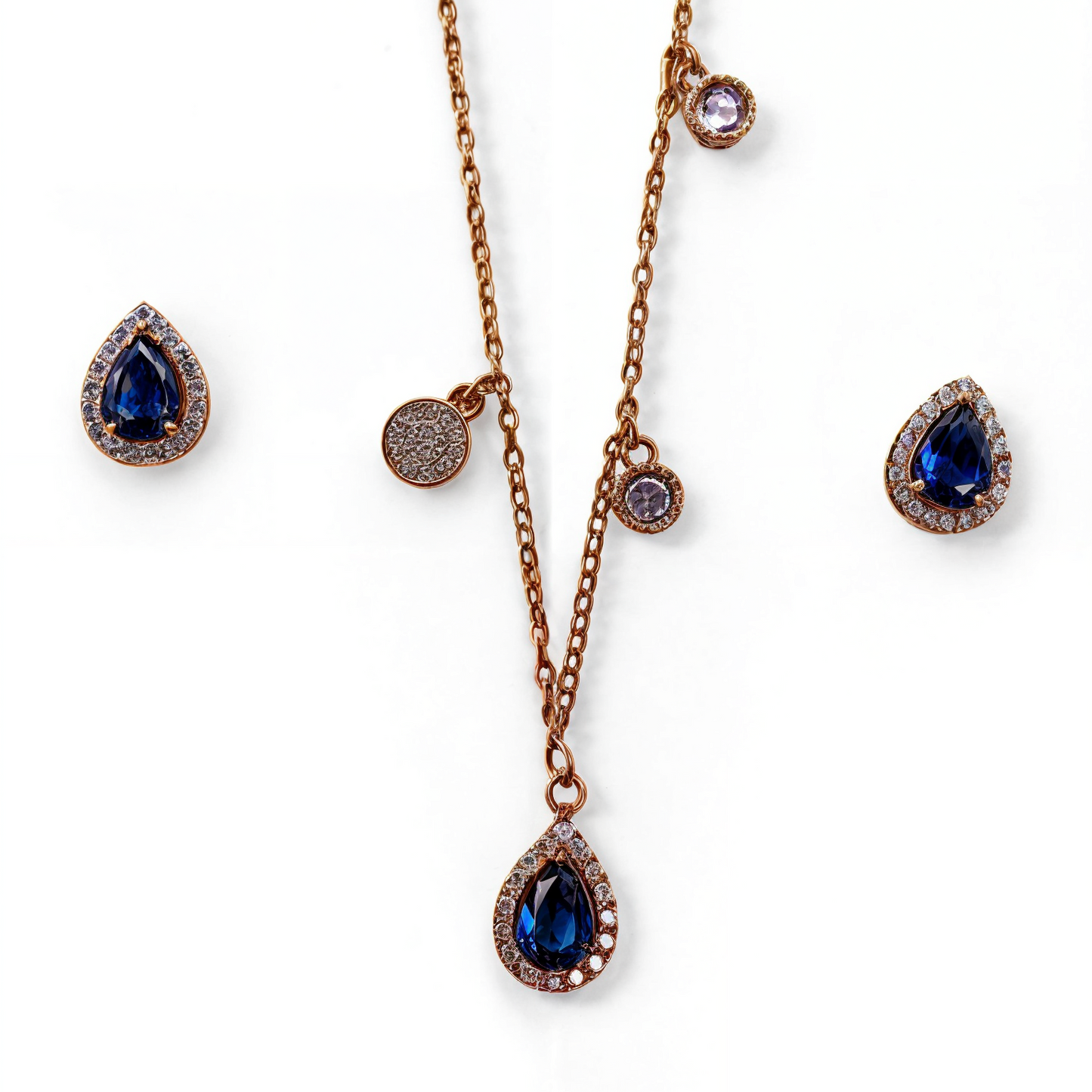 Blue Stone Pendant Set with Stones Charms