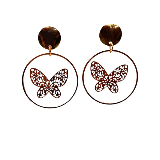 Butterfly Resin Gold Plated Dangler Earrings