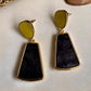 Beautiful Golden Plated Yellow & Black Geometric Danglers