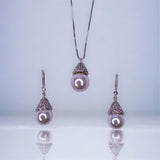 White Pearl Drop Pendant Set