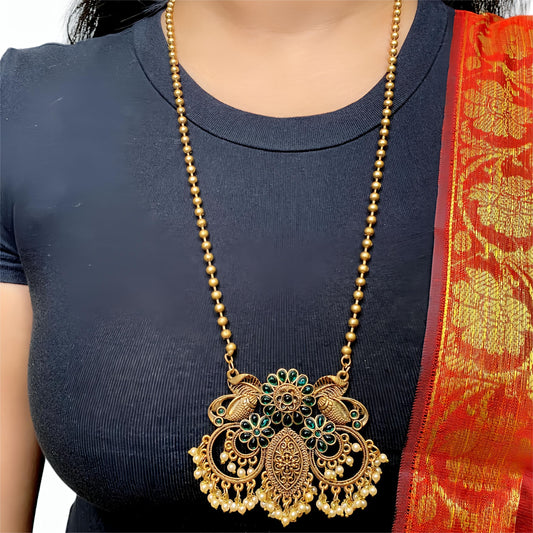 Elegant Gold Plated Long Necklace Set for Women