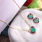 Heart Shaped Pendant Set with Aqua Colour Gemstone