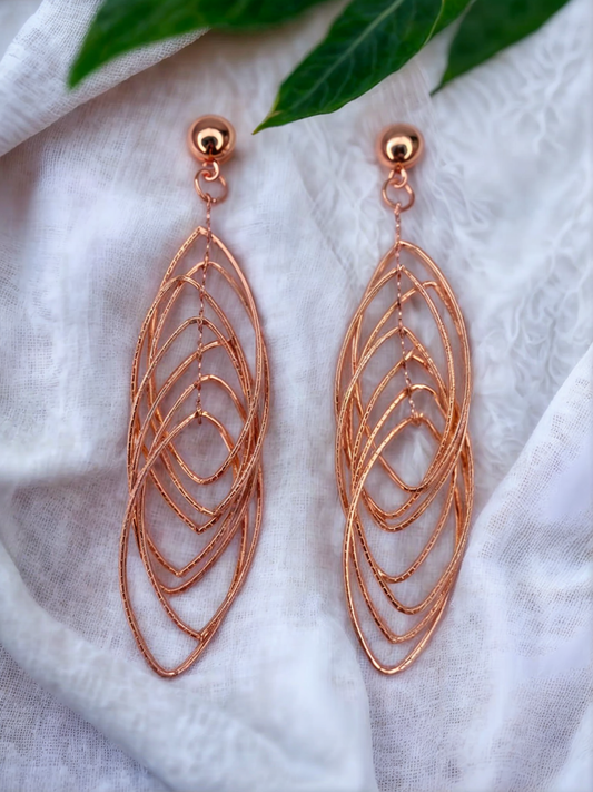 Gold Plated Layered Leaf Drop Danglers