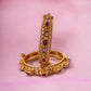 GOLD PLATED KUNDAN POLKI BANGLE WITH PINK STONE