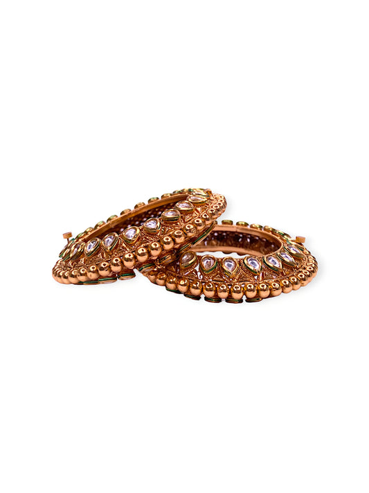 Traditional Kundan Bangles with Golden plating