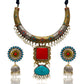 Oxidised Two Tone Hasli Necklace Set with Jhumkis