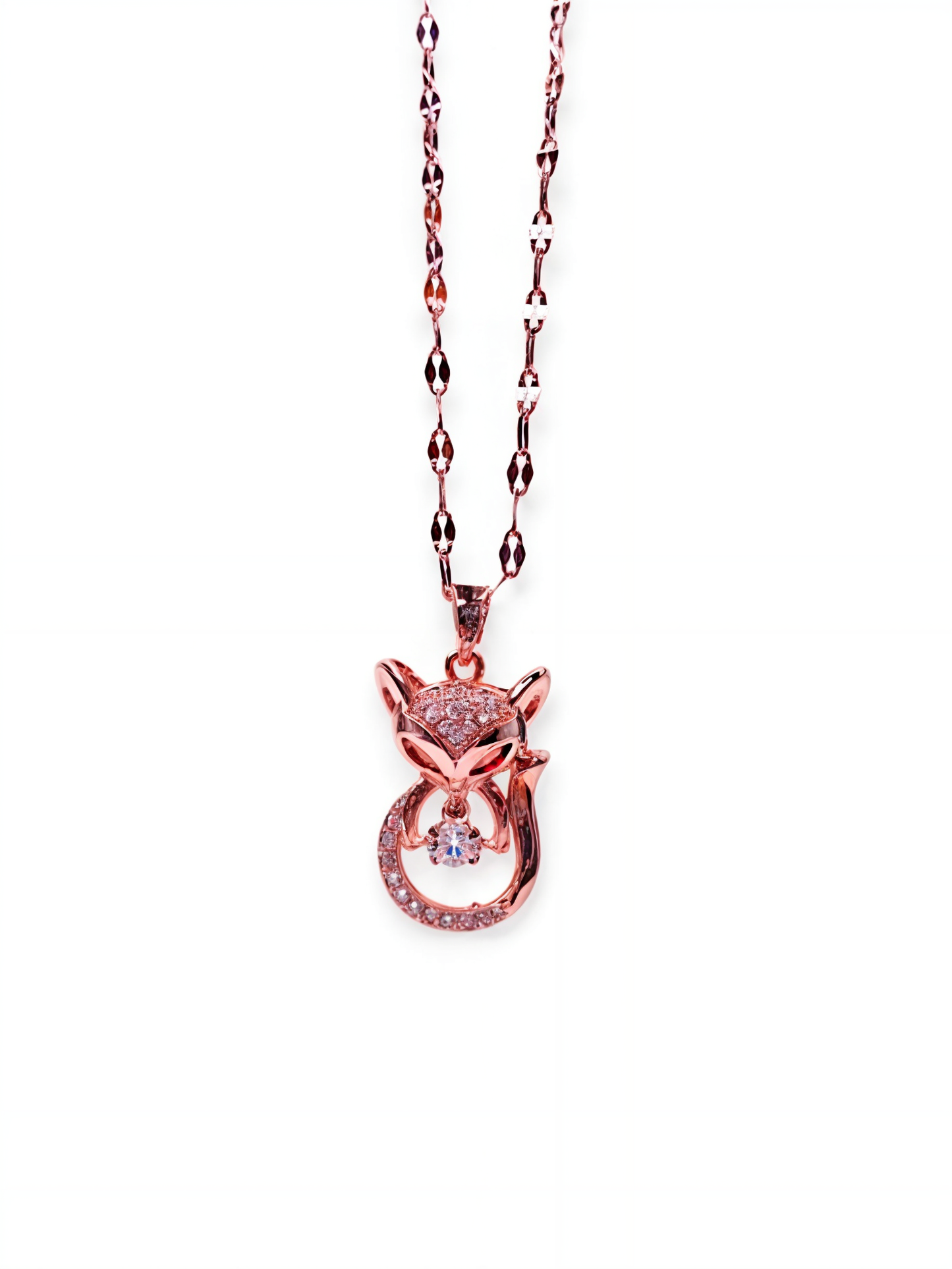 Fox Design Chain Pendant with Stones