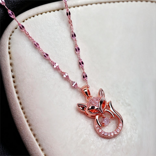 Fox Design Chain Pendant with Stones