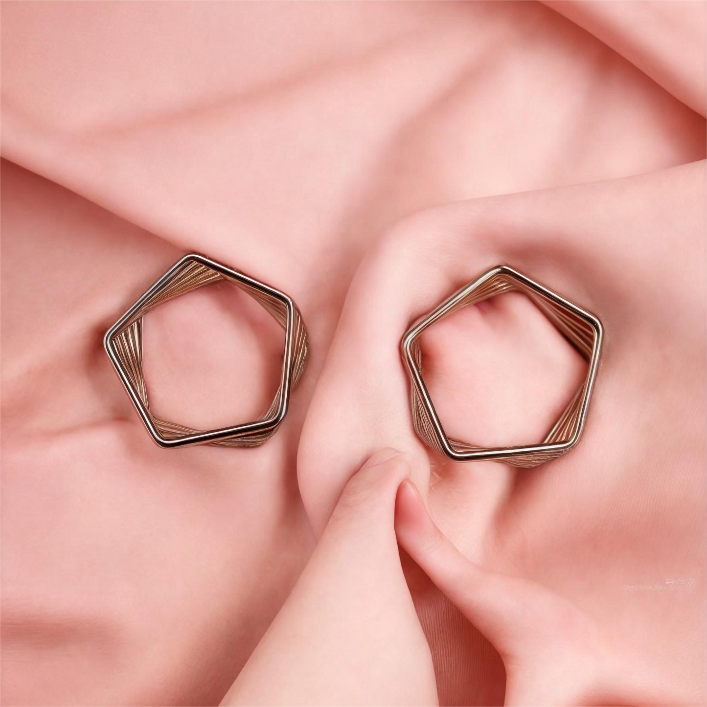 Golden Hexagon Layered Earrings