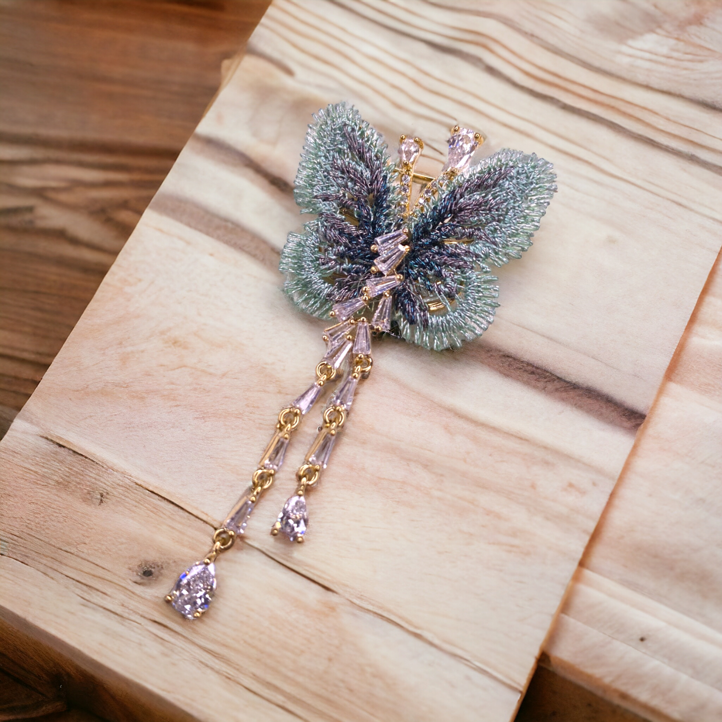 Serene Flutter Precious Stone Studded Butterfly Brooch