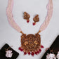 Women Gold-Plated, Off-White & Red Stone-Studded Necklace Set