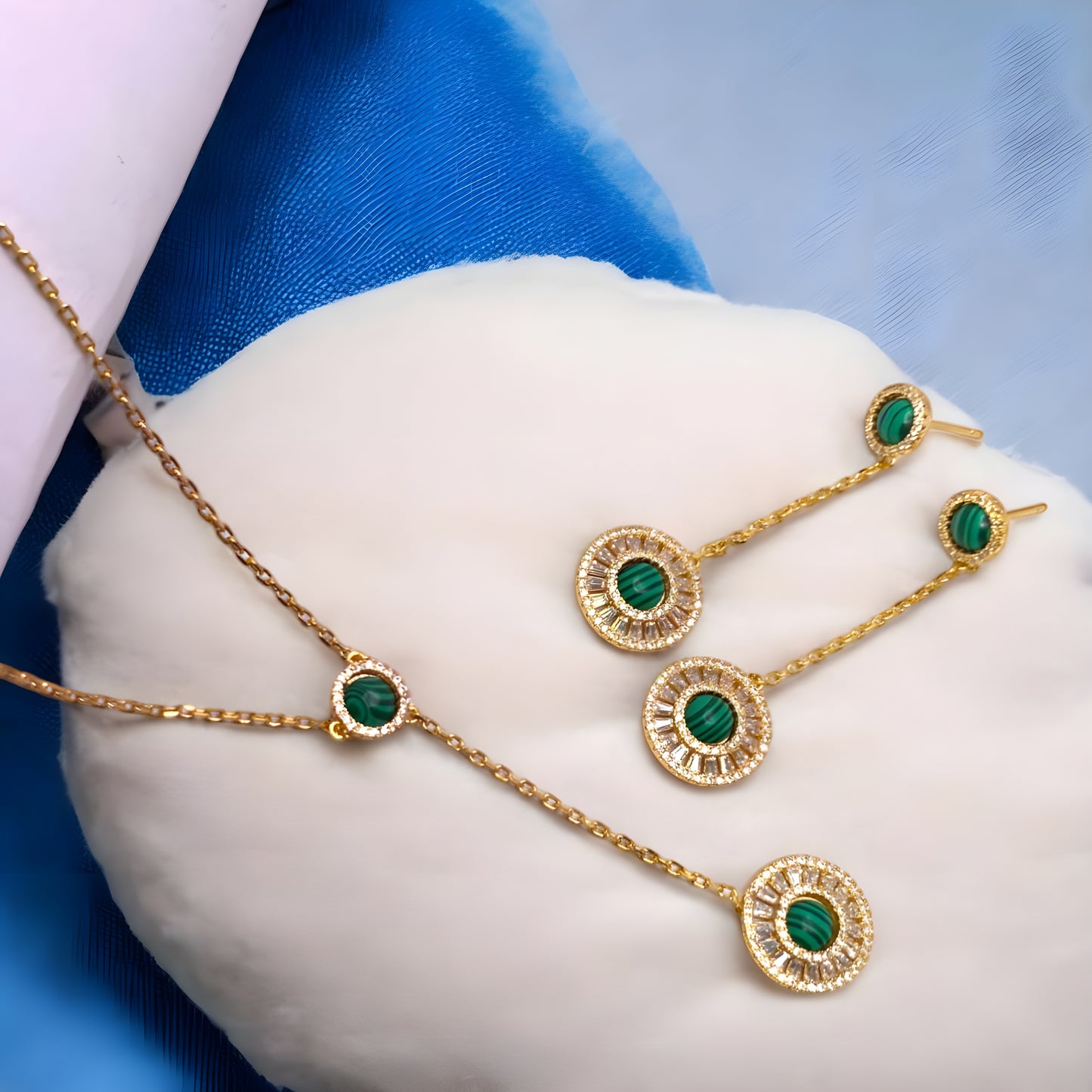 Korean Vintage Style Green Pendant Set