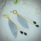 Beautiful Grey Feathers Danglers with Hanging Black Beads