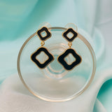 Beautiful Golden & Black Clover Design Danglers