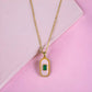 Handcrafted Green Stone Women’s Chain Pendant with White Accents