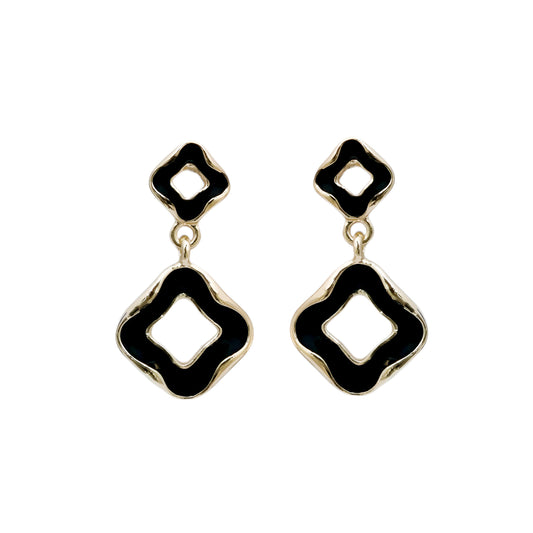 Beautiful Golden & Black Clover Design Danglers