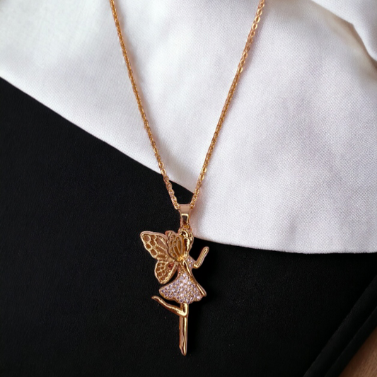 Beautiful Golden Fairy Chain Pendant with CZ