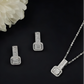 Beautiful Rectangular Baguettes Single Chain Pendant Set with Studs