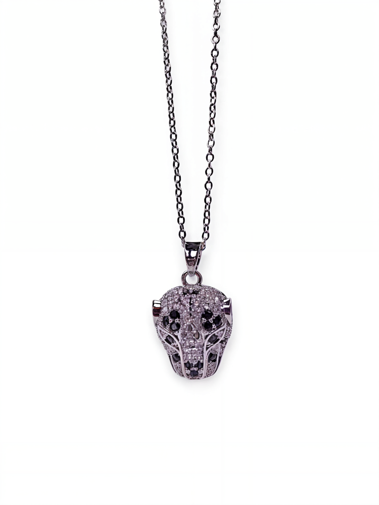 Panther Design Chain Pendant with Black & White Stones