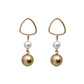 Stylish Golden Plated Drop Danglers with Golden & White Pearl