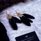 Boho Golden Plated Black Feather Danglers