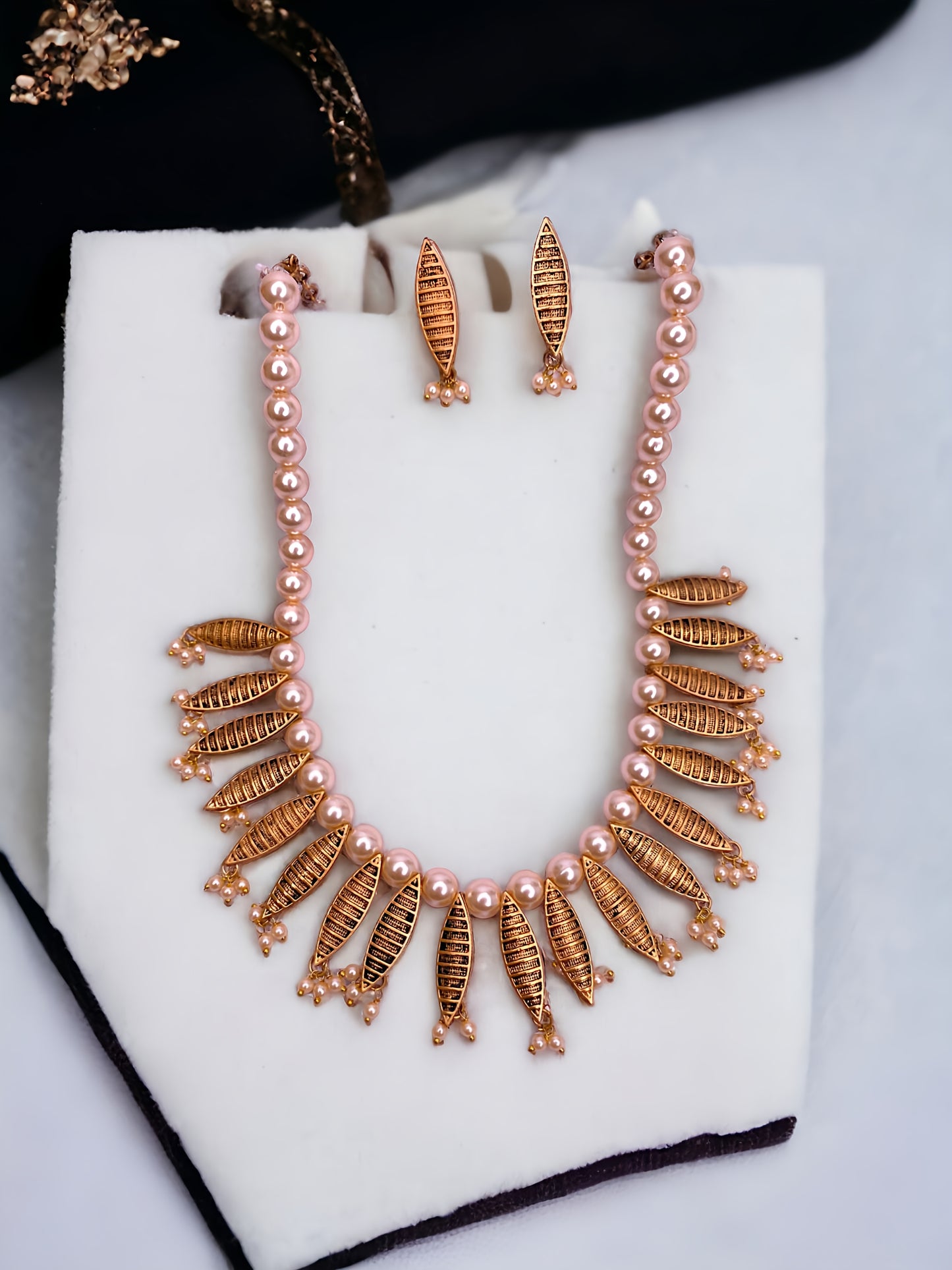 Designer White Pearl Necklace Set for Ladies