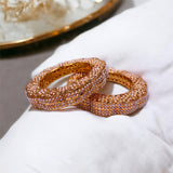 Gold Plated Rajwada Style Bangles with Pearls